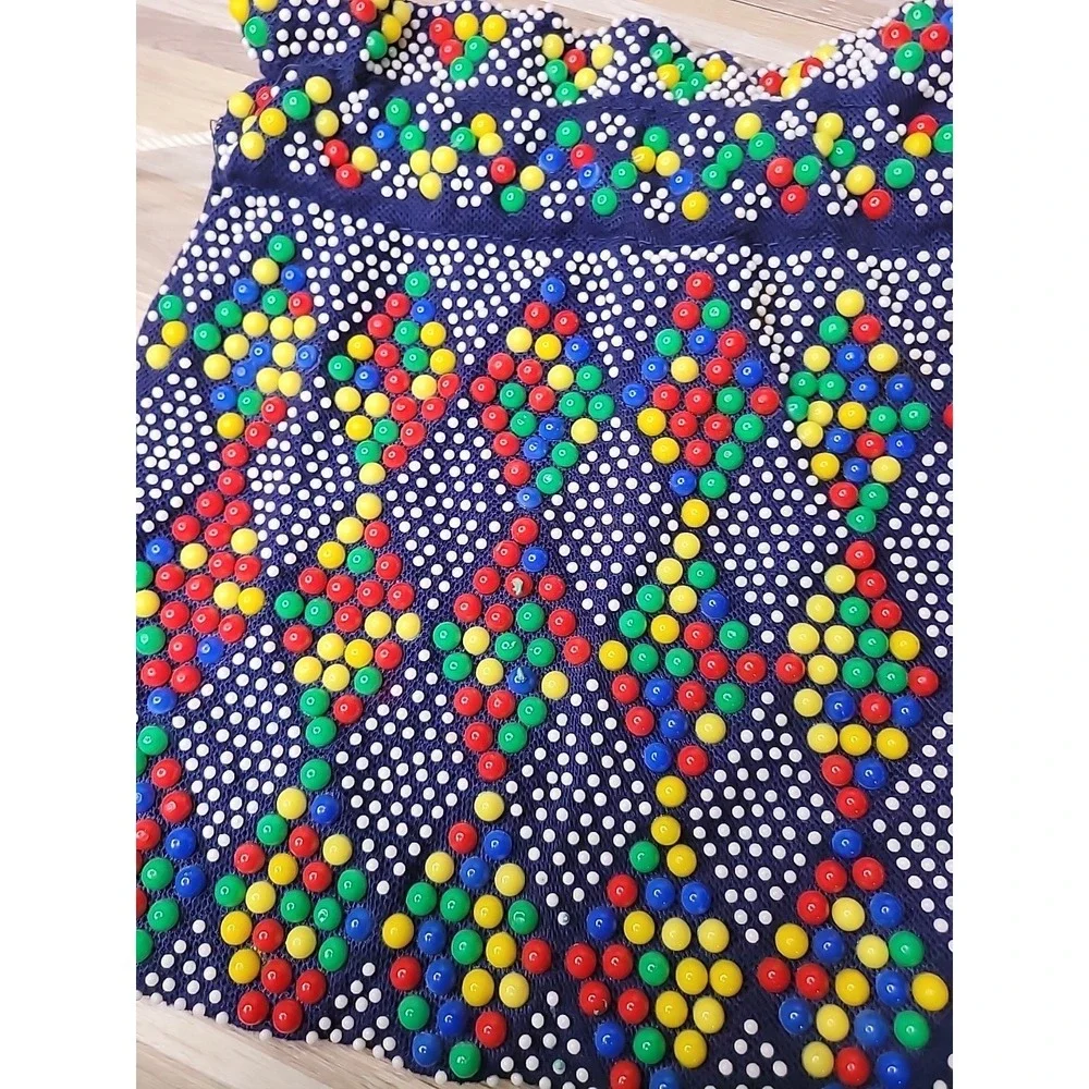 Vintage Retro Purse Candy Button Beads Multicolor Pouch Purse Festival Summer‎